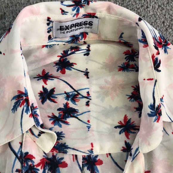 Express Palm Tree Botton-Up Shirt. Size S. Women’s - Picture 3 of 4